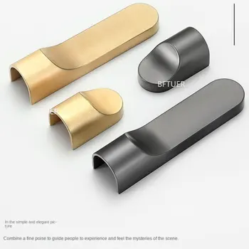 Ручка для большого пальца Шкаф Дверная ручка шкафа для ванной Комнаты Ручка ящика Современный Простой Креативный Золотисто-серый