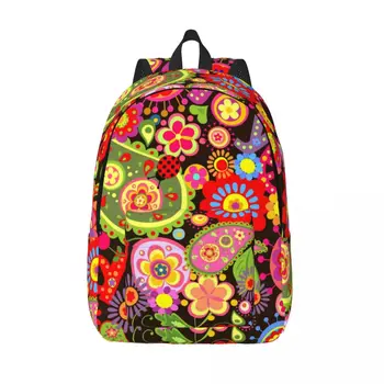 Рюкзак для ноутбука Уникальная школьная сумка с яркими цветами в стиле хиппи Прочный студенческий рюкзак для мальчиков и девочек Дорожная сумка