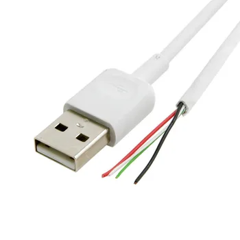 Самодельный разъем USB 2.0 для разомкнутого беспаянного кабеля da ta белого цвета длиной 70 см