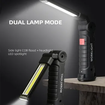 Светодиодный COB Складной рабочий фонарь, многофункциональный USB-аккумуляторный светильник, магнитный крючок, фонарь для кемпинга, палатка, рыболовный фонарь.