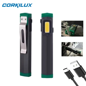 Светодиодный рабочий фонарь CORKILUX EDC COB USB Перезаряжаемые Фонарики с магнитной задней ручкой Инспекционная лампа для аварийного ремонта