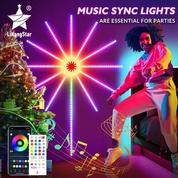 Светодиодный фейерверк с 5050RGB Smart Bluetooth Light Bar Управление приложением Синхронизация музыки Настенный бар у телевизора в спальне Украшение для рождественской вечеринки