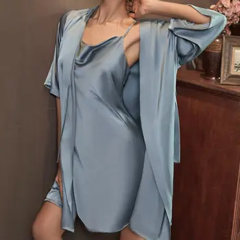 Сексуальное женское ночное белье, халат, комплект из 2 предметов, Женское платье-комбинация, Женский халат, Домашняя одежда, пижамы для дам, Женские пижамы и халаты