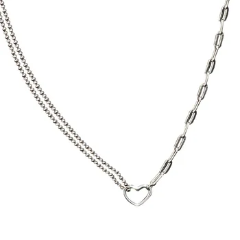 Серебряные ожерелья с полыми сердцами для женщин, Асимметричное изысканное ожерелье с цепочкой на ключицу, колье, ювелирные изделия Kpop, подарки