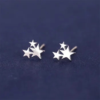 Серьги-гвоздики в виде серебряной иглы 925 пробы в виде звезды для женщин и девочек, Элегантные подарки на День рождения, Ювелирные изделия