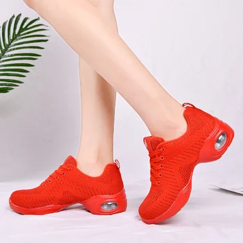 Сетчатые джазовые туфли, женские современные танцевальные кроссовки на мягкой подошве, Дышащая обувь для занятий танцами и фитнесом, Размер 41, Feminino Zapatos