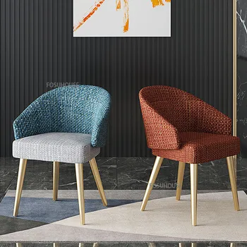 Скандинавские обеденные стулья для кухонной мебели, дизайнерский обеденный стул из льна / искусственной кожи, домашний стул со спинкой для гостиной