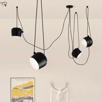 Скандинавский современный черно-белый барабанный Светодиодный Подвесной светильник из промышленного алюминия, Подвесной светильник для ресторана, гостиной, Кафе-бара