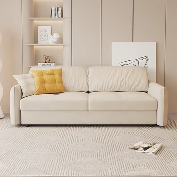 Скандинавский Теплый белый диван Из мягкого бархата, Раскладывающийся, растягивающийся, Расслабляющий подлокотники, Прямая откидывающаяся мебель для гостиной, салон канапе, мебель для дома