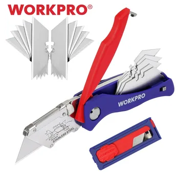 Складной нож WORKPRO с 15 лезвиями, Универсальный нож из нержавеющей стали для электрика, Уличные Ручные инструменты