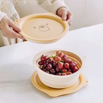 Складной силиконовый сливной тазик Bear, Многофункциональная тарелка для фруктов, корзина для фруктов, Термостойкий кухонный умывальник