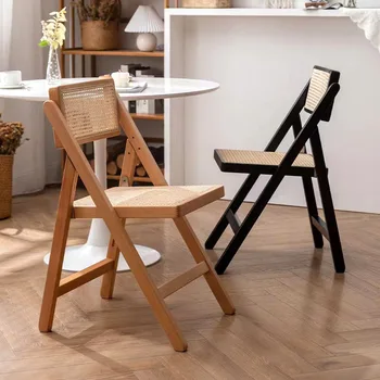 Складной стул из массива дерева Wuli, домашний стул со спинкой, обеденный стул из массива дерева, Офисный компьютерный стул, табурет