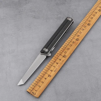 Складной уличный нож с лезвием D2, титановая ручка CF, тактика кемпинга, многофункциональный охотничий нож для самообороны, EDC инструмент