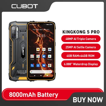 Смартфон Cubot-KingKong 5 Pro, 4 ГБ, 64 ГБ, 8000 мАч, Тройная камера 48 Мп, IP68, IP69K, Водонепроницаемый, Android 11, NFC, Глобальный 4G