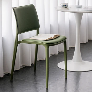 Современные пластиковые обеденные стулья Зеленого цвета, Портативное Удобное кресло для экономии места, аксессуары для интерьера салона