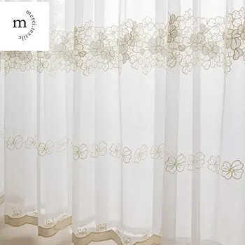 Современные шторы для гостиной, столовой, спальни, Белый тюль, вышивка на оконной ширме, Декоративный кружевной тюль