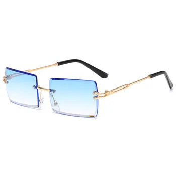 Солнцезащитные очки для велоспорта, винтажные модные солнцезащитные очки без оправы, прямоугольные оттенки, градиент UV400, Летние солнцезащитные очки для путешествий для женщин