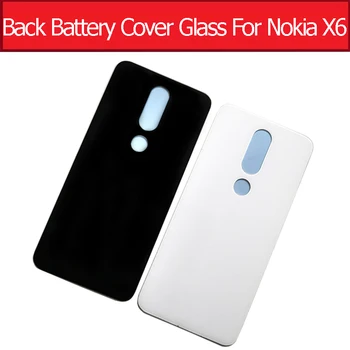 Стеклянная задняя крышка батарейного отсека для Nokia 6.1 Plus, стеклянная задняя крышка батарейного отсека для Nokia X6, запасные части без логотипа