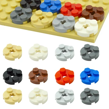 Строительные блоки MOC из 100 шт., детали DIY, круглая пластина 2x2 с поперечным отверстием для вала, обучающие технические кирпичи, совместимые с игрушкой 4032