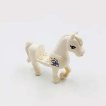 Строительный блок MOC City Animal Принцесса Белая Лошадь DIY Аксессуары для фермы с видом на улицу Кирпичи Игрушки Подарки