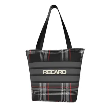 Сумка для покупок с логотипом Recaros, женская холщовая сумка через плечо, моющиеся сумки для покупок в продуктовых магазинах.