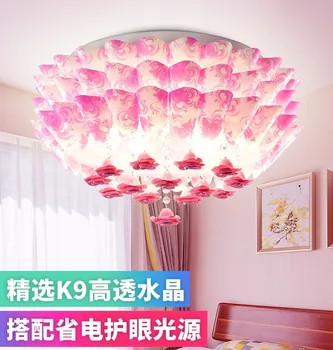 Теплые и романтические потолочные светильники, простое светодиодное освещение для гостиной, ресторана, спальни с цветочным хрусталем