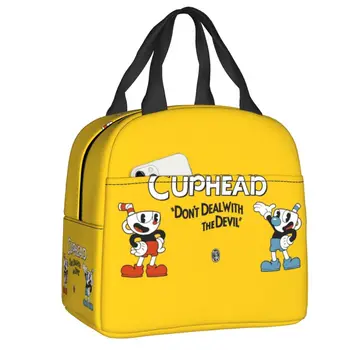 Термоизолированная сумка для ланча Cuphead Mugman, Женский контейнер для ланча из видеоигр для школы, офиса, Многофункциональная коробка для еды на открытом воздухе