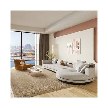 Технологичная ткань, итальянский минималистичный диван, пуховая кожа, изогнутый угловой диван в форме облака, диван для гостиной