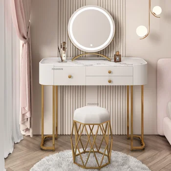 туалетный столик для спальни в скандинавском стиле, Мебель для дома, Роскошные комоды для хранения, Современный туалетный столик со светлым зеркалом и табуреткой Z