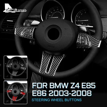 Углеродное Волокно для BMW Z4 E85 E86 2003-2008 Roadster Аксессуары Кнопка Рулевого Колеса Автомобиля Рамка Наклейка LHD RHD Внутренняя Отделка