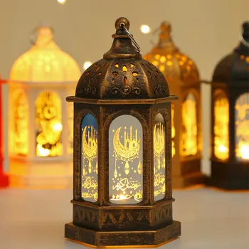 Украшение Фонаря Рамадан Пластиковая Светодиодная Лампа Eid Mubarak Ramadan Festival Table Light 2023 Ramadan Party Lighting Декоративная Лампа