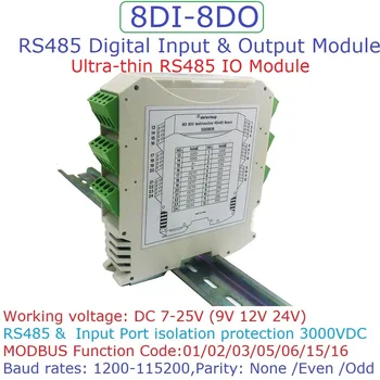 ультратонкий защитный барьер rs485 модуль ввода-вывода 8di-8do rs485 цифровой npn вход-выход modbus rtu для промышленного оборудования с релейным ПЛК