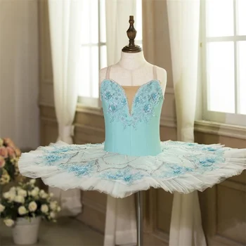 Уникальный дизайн Индивидуальный размер Индивидуальный цвет Танцевальная одежда для девочек 7 слоев Предпрофессиональная мятно-синяя балетная пачка