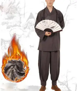 унисекс зимние теплые костюмы из хлопка и льна буддийского шаолиньского монаха кунг-фу дзен лэй лохан/архат одежда униформа для боевых искусств ушу