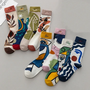Фирменные носки LKWDer, модный тренд, спортивные носки с граффити, хлопчатобумажные носки с вышивкой буквами