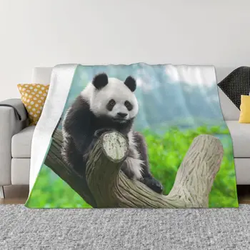 Фланелевые одеяла с дикой пандой, милые модные одеяла с животными для домашнего гостиничного дивана 150*125 см