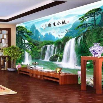 фотообои wellyu на заказ 3d обои производство воды в пейзаже сосновая гостиная ТВ обои 3d papel de pared