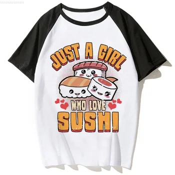 Футболка для суши, топ, женская уличная одежда, летняя футболка для девочек, дизайнерская одежда из аниме y2k