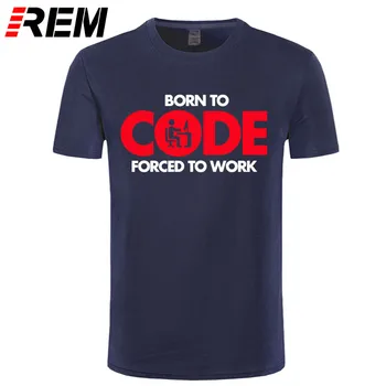 Футболка с компьютерным программистом, рожденным кодировать, вынужденным работать, Дизайнерская футболка с графическим принтом, хороший подарок на день рождения для парня, мужа