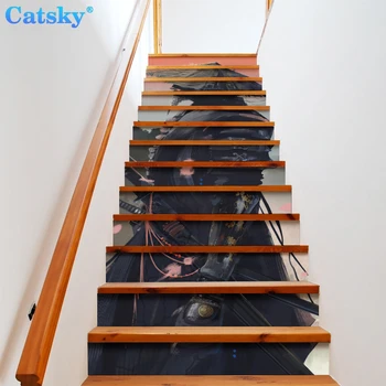 Фэнтезийные наклейки на лестницу Самурая Водонепроницаемые Съемные самоклеящиеся Наклейки на лестницу 