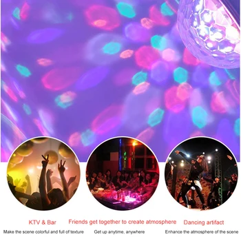 Хрустальный Вращающийся светодиодный ночник USB Диско DJ Сценический ночник для вечеринки, Красочный Клубный сценический светильник, Светодиодный проектор