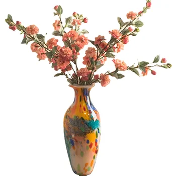 Художественная цветная глазурь, красочная декоративная ваза, гостиная, обеденный стол, Цветочная композиция, декоративное украшение вазы в прихожей
