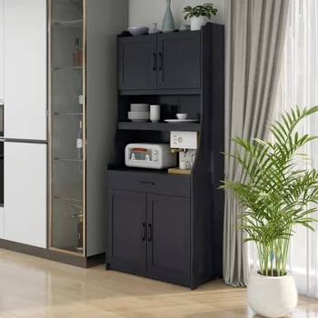 Цельный шкаф-кладовка TREXM для кухни, гостиной, столовой, буфет для хранения вещей с дверцами\  Регулируемые полки