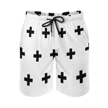 Швейцарский крест с минималистичным рисунком Crosses Минималистичные монохромные мужские пляжные шорты Плавки с карманами на сетчатой подкладке для серфинга Swiss