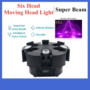 Шестиголовочный Красочный Луч Звукового Управления Качающейся Головой King Kong 6X10W LED Beam Moving Head Light Bar KTV Disco Spotlight Stage Light
