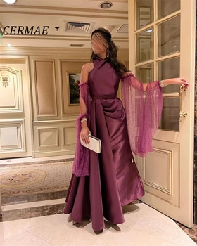 Шифоновое вечернее платье CERMAE с длинными блестками для выпускного вечера, Новые фиолетовые Вечерние платья трапециевидной формы для женщин 2023 г.