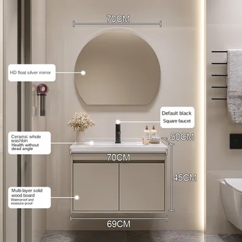 Шкафчик для ванной комнаты в кремовом стиле, керамический Цельный умывальник, комбинация умывальника и раковины