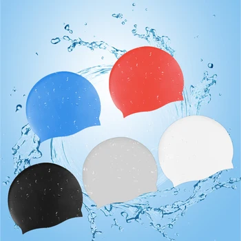 Эластичная водонепроницаемая шапочка для плавания из силиконовой ткани Защищает уши, длинные волосы, спортивная шапочка для бассейна, свободный размер для мужчин, женщин, взрослых