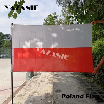 ЯЗАНИ 90x150 см Флаг Польши 3x5 футов Польский баннер Национальный прапорщик Счастливые подарки Высококачественный полиэстер Изготовленный на заказ Национальный флаг