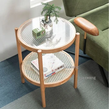 Японский ротанг из массива дерева, маленькие журнальные столики, мебель для спальни, гостиной, диван, приставной столик, современная прикроватная тумбочка, круглый столик для дома